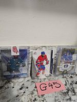 Front view of all three hockey insert cards in holders