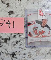 Front view of Pavel Zacha Ultimate Rookies card in sleeve