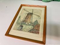 Full view of framed windmill drawing