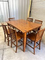 Dining table with six chairs, overall view