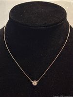 Front view of necklace on bust showing pendant and chain