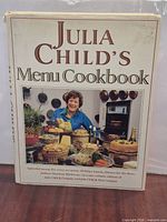 Front cover of Julia Child's Menu Cookbook showing title, author image, dust jacket