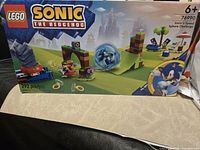 Front of sealed LEGO Sonic set box showing branding, set number, piece count