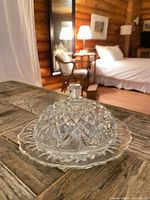 Butter dish with lid on, overall view