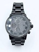 Front view of Citizen Promaster Nighthawk watch showing dial and bracelet