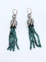 both earrings front view showing tassel length and lever backs