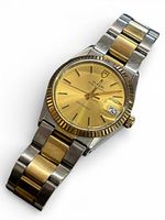 Full view of Tudor two-tone Prince Quartz Oysterdate on bracelet showing dial, bezel and bracelet