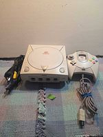 Console, controller, cables laid out