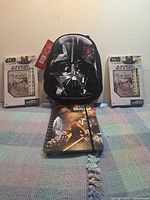 Group shot: Darth Vader lunch bag, two valentines boxes, spiral notebook