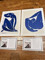 Two Matisse Blue Nude prints with artist info cards