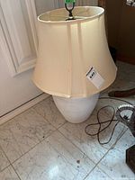 Full view of lamp showing shade and ceramic base