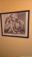 Full view of framed Herb Ritts poster on wall
