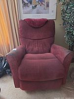 Front view of La-Z-Boy burgundy fabric recliner