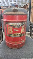 Front view showing B-A Service Products logo and overall can condition