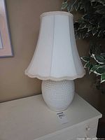 Full view of lamp on table showing shape and size