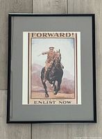 Front view showing framed poster design and matting