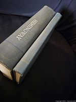 Spines of both hardcover books showing cloth binding and titles