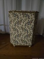 Front view of floral Pearl Wick hamper