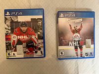 Front view of both PS4 game cases NHL21 and NHL16