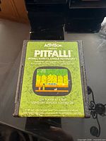 Front view of Activision Pitfall! Atari 2600 cartridge showing label details
