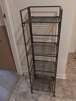 Shelf fully assembled showing five tiers