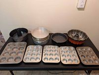 Group shot of all bakeware pieces on table