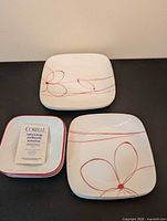 Three dish types stacked, pattern visible