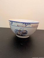 Side view showing ship illustration and text band