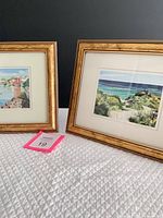 Both framed prints side by side on surface