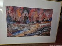 Framed abstract painting full view