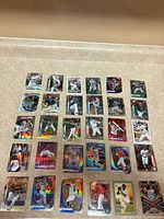 All 30 baseball cards laid out in five by six grid