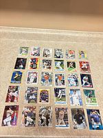 All 30 baseball cards laid out in grid