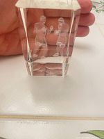 Front view showing etched boxers inside crystal block