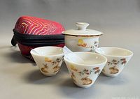 Complete tea set with cups, gaiwan and carrying case