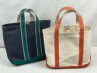 Front view of both canvas totes