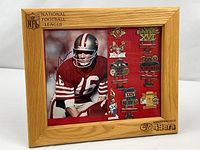 Full view of framed collection showing photo and pins