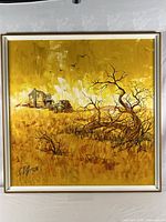 Full view of framed painting showing entire prairie scene
