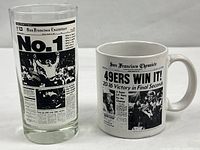 Full view of commemorative glass and mug