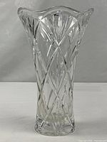 Full view of 10" cut crystal vase showing pattern and shape