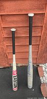 Both bats front view for size comparison and graphics visibility