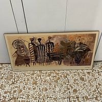 Full view of laminated print on backing board showing entire artwork and frame