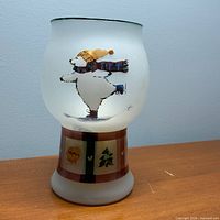 Front view of Snow Bear glass candle holder