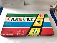 Lid of 1957 Careers game box showing logo and graphics