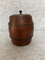 Full view of wooden barrel container