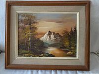 Framed oil on canvas landscape painting
