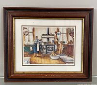 Full view of framed Trisha Romance print in wood frame