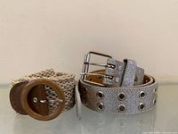 Both belts upright to show overall design and buckles