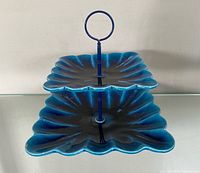Full view two-tier Blue Mountain Pottery serving tray
