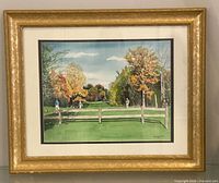 Front view of framed watercolour showing artwork, mat and frame