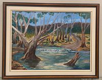 Full view of framed oil painting